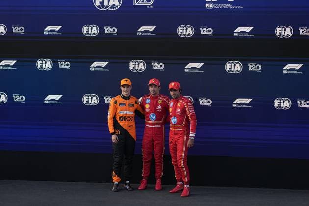 14.09.2024, Baku City Circuit , Baku, FORMULA 1 QATAR AIRWAYS AZERBAIJAN GRAND PRIX 2024 ,im Bild Poleposition für Charles Leclerc (MCO), Scuderia Ferrari HP, 2. Startplatz für Oscar Piastri (AUS), McLaren F1 Team, 3. Startplatz für Carlos Sainz Jr. (ESP), Scuderia Ferrari HP Defodi-506_20240914_hbr_4685