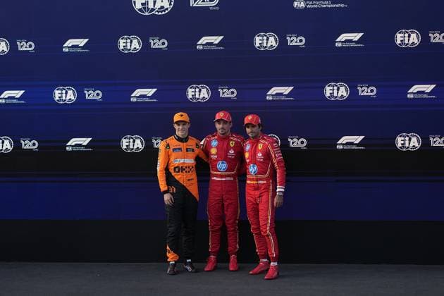 FORMULA 1 QATAR AIRWAYS AZERBAIJAN GRAND PRIX 2024 14.09.2024, Baku City Circuit , Baku, FORMULA 1 QATAR AIRWAYS AZERBAIJAN GRAND PRIX 2024 ,im Bild Poleposition für Charles Leclerc (MCO), Scuderia Ferrari HP, 2. Startplatz für Oscar Piastri (AUS), McLaren F1 Team, 3. Startplatz für Carlos Sainz Jr. (ESP), Scuderia Ferrari HP
