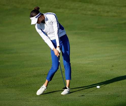 Sept 14, 2024: Esther Henseleit of team Europe hits the second shot during the Solheim Cup on the Robert Trent Jones golf course in Gainesville, Virginia. CSM Gainesville United States of America - ZUMAc04_ 20240914_zma_c04_048 Copyright: xJustinxCooperx