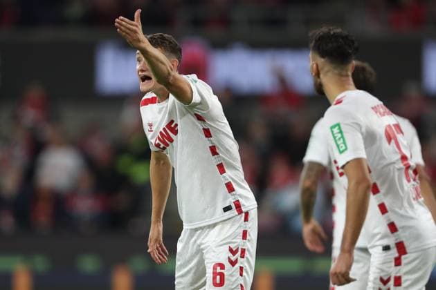 Eric Martel (1. FC Koeln) gestikuliert, Gestik waehrend des Spiels der 2. Bundesliga zwischen 1. FC Köln und 1. FC Magdeburg im RheinEnergieStadion am 14. September 2024 in Köln, Deutschland. (Foto von Oliver Kaelke DeFodi Images) +++ Eric Martel (1. FC Koeln) gestures during the 2. Bundesliga match between 1. FC Köln and 1. FC Magdeburg at RheinEnergieStadion on September 14, 2024 in Cologne, Germany. (Photo by Oliver Kaelke DeFodi Images) DFB DFL REGULATIONS PROHIBIT ANY USE OF PHOTOGRAPHS AS IMAGE SEQUENCES AND OR QUASI-VIDEO. Defodi-678_2024_09_14_OK_KOEFCM_0833