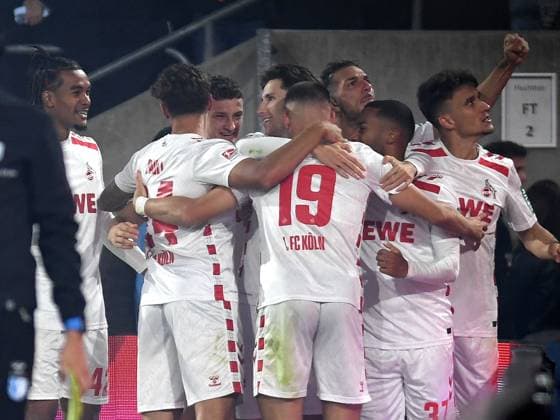 14.09.2024, Cologne, Germany, RheinEnergieStadion, 1. FC Köln vs 1. FC Magdeburg - 2. Bundesliga, Damion Downs (1. FC Koeln) Torjubel, jubelt mit seiner Mannschaft nach dem Treffer zum 1:0 (Foto Ralf Treese) DFB DFL REGULATIONS PROHIBIT ANY USE OF PHOTOGRAPHS AS IMAGE SEQUENCES AND OR QUASI-VIDEO. Cologne RheinEnergieStadion North Rhine-Westphalia Germany