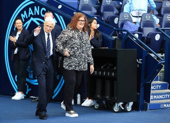 14th September 2024; Etihad Stadium, Manchester, England; Premier League Football, Manchester City versus Brentford; former Manchester City captain and manager Tony Book is given a guard of honour of former players on his 90th birthday  ActionPlus12692832 DavidxBlunsden