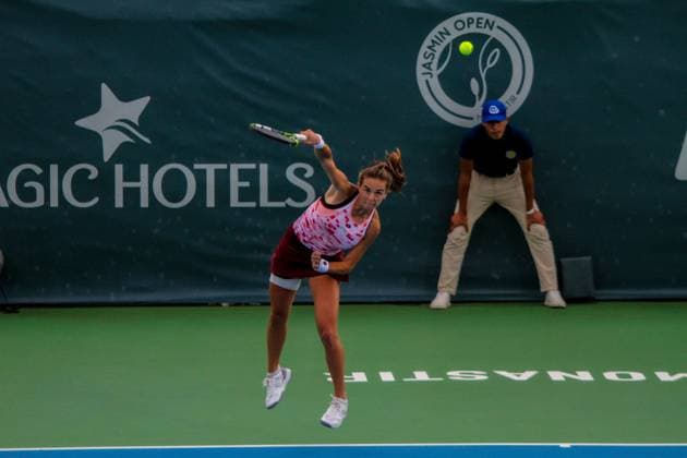 September 14, 2024, Monastir, Monastir Governorate, Tunisia: Monastir, Tunisia. 12 September 2024. Rebecca Sramkova of Slovakia plays against Lucia Bronzetti of Italy at the Jasmin Open Semi Final in Monastir, Tunisia. The women s professional tennis tournament is taking place at the Magic Hotel Skanes in Monastir between 9 and 15 September 2024 Monastir Tunisia - ZUMAd99_ 0762514350st Copyright: xHasanxMradx