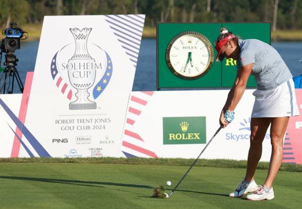 Sport Themen der Woche KW37 Sport Bilder des Tages GAINESVILLE, VA - SEPTEMBER 14: Team USA golfer Lexi Thompson plays her tee shot on the 17th hole during Saturday Four-Ball during the 2024 Solheim Cup on September 14, 2024 at Robert Trent Jones Golf Club at Gainesville, Virginia. (Photo by Brian Spurlock Icon Sportswire) GOLF: SEP 14 Solheim Cup EDITORIAL USE ONLY Icon24091489