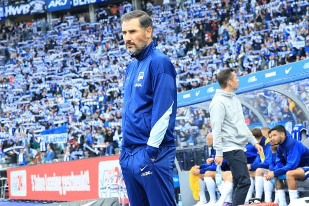 DEU, DFL, 2. FBL, Hertha BSC vs. Fortuna Duesseldorf, 15.09.2024, Berliner Olympiastadion, Berlin, DEU, DFL, 2. FBL, Hertha BSC vs. Fortuna Duesseldorf, im Bild Cheftrainer Cristian Fiel (Hertha BSC Berlin) DFL - regulations prohibit any use of Photographs as image sequences and or quasi-video Foto: Juergen Engler nordphoto GmbH