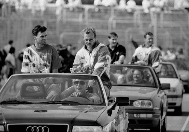 LAC Sachsenmeeting 1995 25.05.1995, Chemnitz, Stadion Sportforum, Reichenhainer Straße, 6. Sachsenmeeting des LAC Chemnitz, Leichtathletik, 2.vl. Thomas Schönlebe *** LAC Sachsenmeeting 1995 25 05 1995, Chemnitz, Stadion Sportforum, Reichenhainer Straße, 6 Sachsenmeeting of the LAC Chemnitz, Athletics, 2 vl Thomas Schönlebe