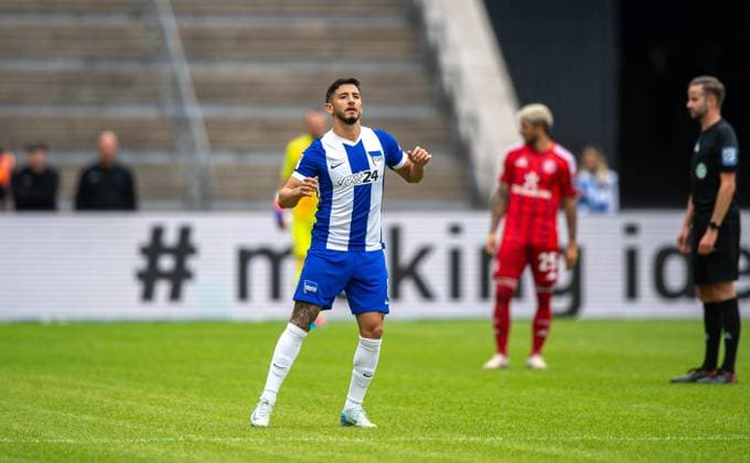 Fussball, Herren, Saison 2024 2025, 2. Bundesliga (5. Spieltag), Hertha BSC - Fortuna Düsseldorf, Kevin Sessa (Hertha BSC), 15.09. 2024,