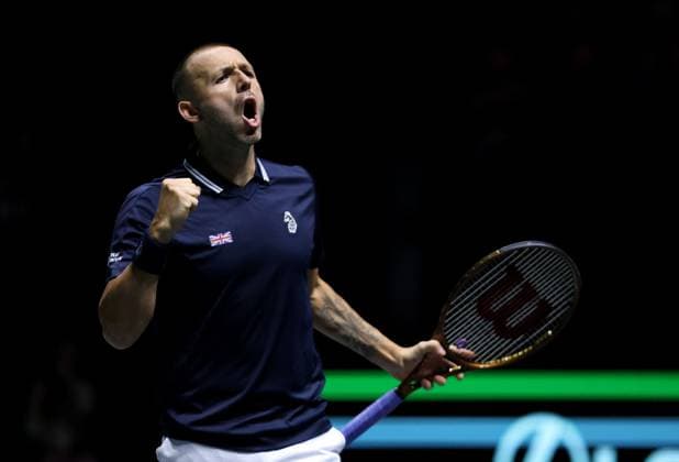 Tennis, Davis Cup, Großbritannien - Kanada Dan Evans of GB celebrates Davis Cup Group Stage Finals 2024, Day Six, AO Arena, Manchester, UK - 15 Sep 2024  Copyright: xEllaxLing Shutterstockx 14713349be