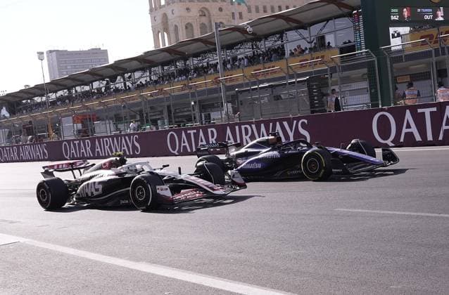 FORMULA 1 QATAR AIRWAYS AZERBAIJAN GRAND PRIX 2024 15.09.2024, Baku City Circuit , Baku, FORMULA 1 QATAR AIRWAYS AZERBAIJAN GRAND PRIX 2024 ,im Bild Alexander Albon (GBR), Williams Racing, Nico Hülkenberg (DEU), MoneyGram Haas F1 Team