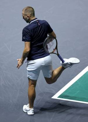 Tennis, Davis Cup, Großbritannien - Kanada Dan Evans of GB throws his racquet in frustration Davis Cup Group Stage Finals 2024, Day Six, AO Arena, Manchester, UK - 15 Sep 2024  Copyright: xEllaxLing Shutterstockx 14713349ak