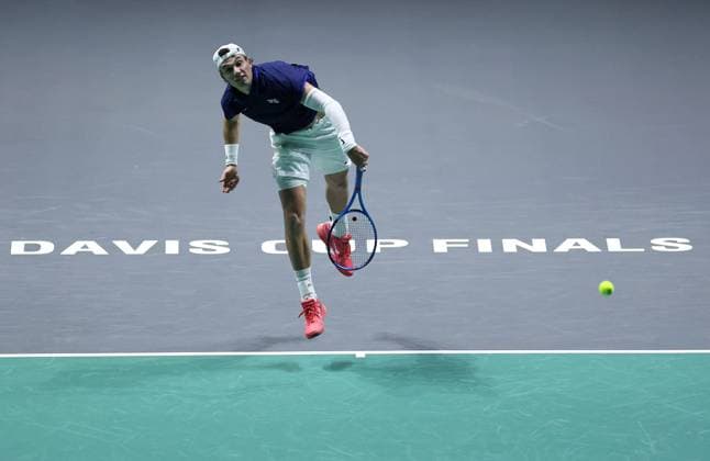 Tennis, Davis Cup, Großbritannien - Kanada Jack Draper of GB in action Davis Cup Group Stage Finals 2024, Day Six, AO Arena, Manchester, UK - 15 Sep 2024  Copyright: xEllaxLing Shutterstockx 14713349dt