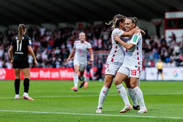 GOOGLE PIXEL Frauen Bundesliga: 1. FC Köln - SGS Essen; 15.09.2024 Jubel zum 1:0 durch Dora Zeller (1. FC Köln, 19) GOOGLE PIXEL Frauen Bundesliga, 1. FC Köln - SGS Essen, Köln, Franz-Kremer-Stadion am 15.09.2024 DFB REGULATIONS PROHIBIT ANY USE OF PHOTOGRAPHS AS IMAGE SEQUENCES AND OR QUASI-VIDEO. Copyright: xBEAUTIFULxSPORTS Wunderlx