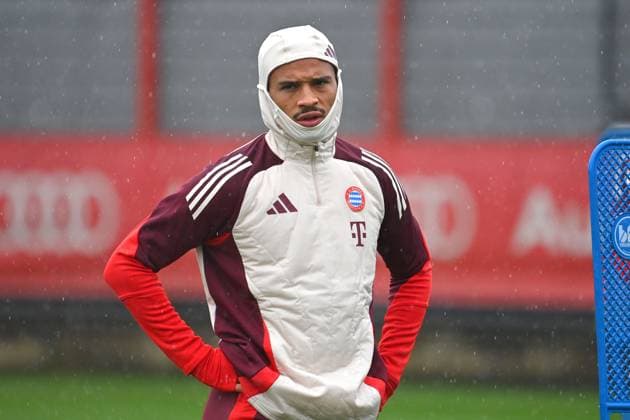 Leroy SANE (Bayern Muenchen), Aktion,Einzelbild,angeschnittenes Einzelmotiv,Halbfigur,halbe Figur. Abschlusstraining, Training am 16.09.2024 Fussball Champions League , FC Bayern Muenchen - GNK Dinamo Zagreb