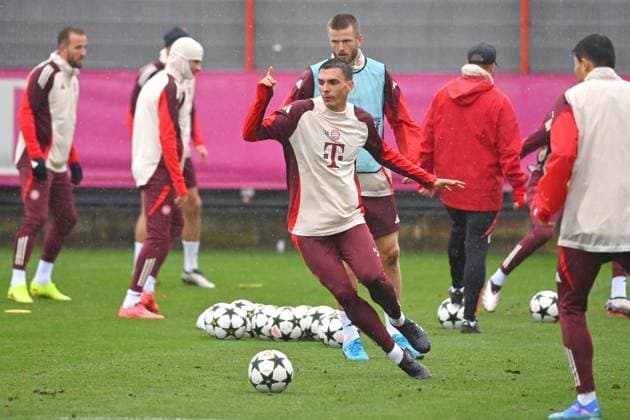 Joao PALHINHA (Bayern Muenchen), Eric DIER (Bayern Muenchen),Aktion. Abschlusstraining, Training am 16.09.2024 Fussball Champions League , FC Bayern Muenchen - GNK Dinamo Zagreb