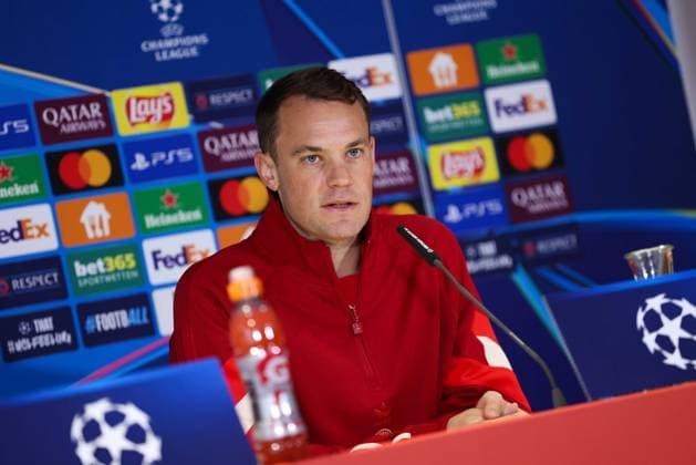 Fußball Champions League Internationale Pressekonferenz FC Bayern München am 16.09.2024 in der Säbener Straße in München Manuel Neuer ( München )