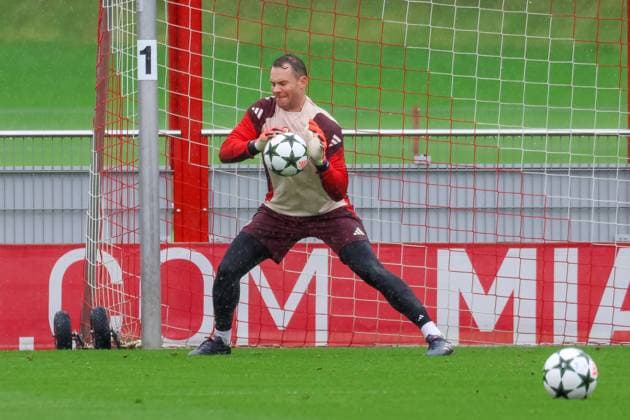Manuel Neuer (FC Bayern Muenchen, 01) beim Training im Regen, Abschlusstraining, FC Bayern Muenchen, Fussball, UEFA Champions League, 1. Spieltag, Saison 24 25, 16.09.2024, Abschlusstraining, FC Bayern Muenchen, Fussball, UEFA Champions League, 1. Spieltag, Saison 24 25, 16.09.2024 Muenchen Copyright: xEibner-Pressefoto JennixMaulx EP_JML