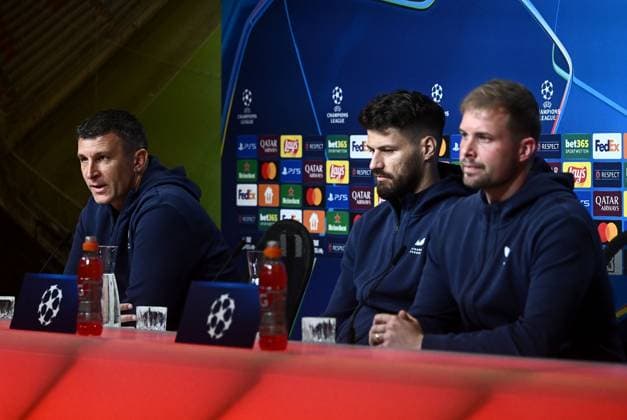 Dinamo Zagreb press conference, PK, Pressekonferenz Dinamo Zagreb Head Coach Sergej Jakirovic and Bruno Petkovic speak at Dinamo Zagreb press conference ahed UEFA Champions League match against FC Bayern Munchen at Allianz Arena in Munich, Germany, September 14, 2024.  MarkoxLukunic PIXSELL