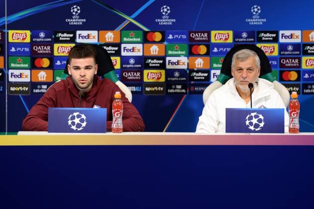 Ligue des Champions PHOTOPQR VOIX DU NORD FLORENT MOREAU ; 16 09 2024 ; Lisbonne, le 16 09 2024. Estadio Jose-Avalade. LUCAS CHEVALIER et BRUNO GENESIO lors de la conference de presse a la veille du match de Ligue des Champions entre le LOSC et le Sporting Clube de Portugal. PHOTO FLORENT MOREAU LA VOIX DU NORD press conference, PK, Pressekonferenz on the eve of their UEFA Champions League football match against Sporting CP at the Jose Alvalade stadium in Lisbon on September 16, 2024. PORTUGAL France  Copyright: xPHOTOPQR VOIXxDUxNORD MAXPPPxFLORENTxMOREAUx 20240916VDN4029 20240916VDN4029