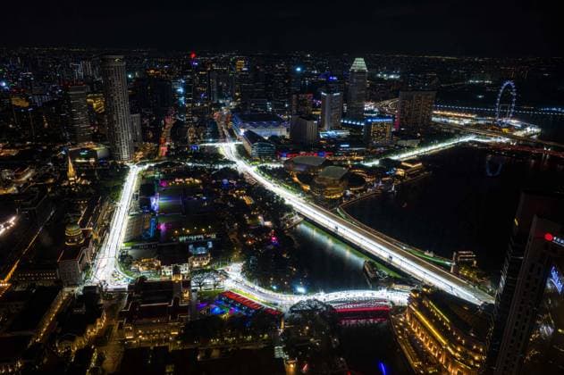 September 16, 2024, Singapore: Marina Bay Street Circuit at night during preparations for the 2024 Formula One Singapore Grand Prix. Singapore - ZUMA 20240916_mda_l191_650 Copyright: xAntoinexLapeyrex