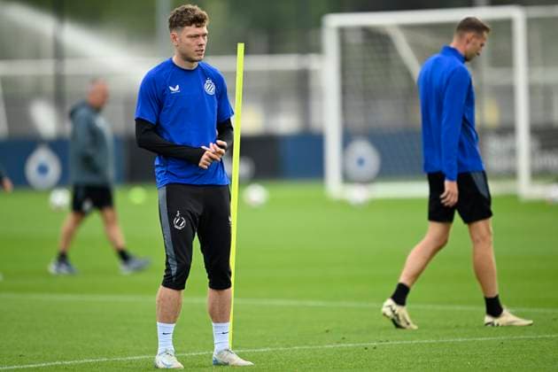 Club Brugge v Borussia Dortmund - UEFA Champions League MD -1 WESTKAPELLE, BELGIUM - SEPTEMBER 17 : Skov Olsen Andreas forward of Club Brugge pictured during a training session prior to the UEFA Champions League - League phase matchday 1 between Club Brugge and Borussia Dortmund at the Club Brugge training centre on September 17, 2024 in Westkapelle, Belgium , 17 09 2024 Westkapelle Belgium  Copyright: xNicoxVereeckenx