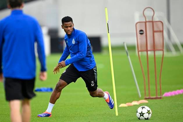 Club Brugge v Borussia Dortmund - UEFA Champions League MD -1 WESTKAPELLE, BELGIUM - SEPTEMBER 17 : Onyedika Raphael midfielder of Club Brugge pictured during a training session prior to the UEFA Champions League - League phase matchday 1 between Club Brugge and Borussia Dortmund at the Club Brugge training centre on September 17, 2024 in Westkapelle, Belgium , 17 09 2024 Westkapelle Belgium  Copyright: xNicoxVereeckenx