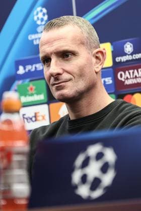 Club s head coach Nicky Hayen pictured during a press conference, PK, Pressekonferenz of Belgian soccer team Club Brugge KV, Tuesday 17 September 2024 in Knokke-Heist. The team is preparing for tomorrow s game against German Borussia Dortmund, on the opening day of the UEFA Champions League league phase. BRUNOxFAHY  x100817618x