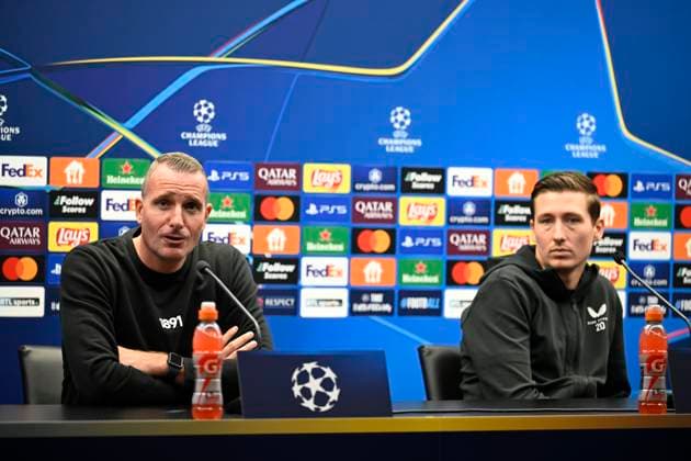 Club Brugge v Borussia Dortmund - UEFA Champions League MD -1 WESTKAPELLE, BELGIUM - SEPTEMBER 17 : Hayen Nicky head coach of Club Brugge and Vanaken Hans midfielder of Club Brugge talking to the press during a press conference, PK, Pressekonferenz prior to the UEFA Champions League - League phase matchday 1 between Club Brugge and Borussia Dortmund at the Club Brugge training centre on September 17, 2024 in Westkapelle, Belgium , 17 09 2024 Westkapelle Belgium  Copyright: xNicoxVereeckenx