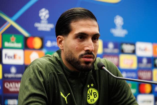 Borussia s Emre Can pictured during a press conference, PK, Pressekonferenz of German soccer team Borussia Dortmund, Tuesday 17 September 2024 in Brugge. The team is preparing for tomorrow s game against Belgian Club Brugge KV, on the opening day of the UEFA Champions League league phase. KURTxDESPLENTER  x100836283x