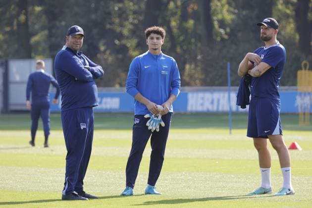 Andreas Menger, Torwarttrainer, Burak Özkanli, Torhüter, Torhüter Philip Sprint, Deutschland, Berlin, Sportpark, Fussball, Herren, Saison 2024 2025, 2. Bundesliga, Hertha BSC, Training