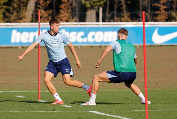 Gustav Christensen, Deutschland, Berlin, Sportpark, Fussball, Herren, Saison 2024 2025, 2. Bundesliga, Hertha BSC, Training
