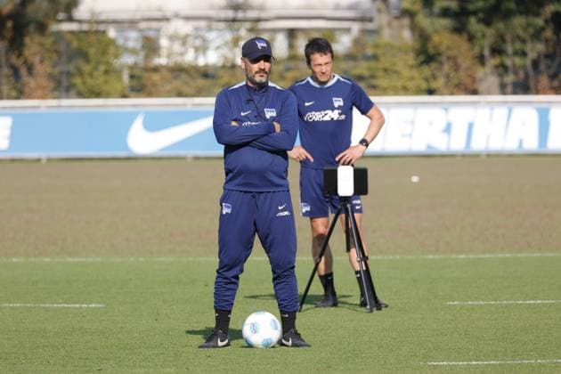 Trainer Cristian Fiel, Hertha BSC, Deutschland, Berlin, Sportpark, Fussball, Herren, Saison 2024 2025, 2. Bundesliga, Hertha BSC, Training