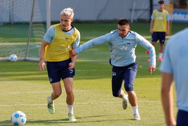Marten Winkler, Smail Prevljak, Deutschland, Berlin, Sportpark, Fussball, Herren, Saison 2024 2025, 2. Bundesliga, Hertha BSC, Training
