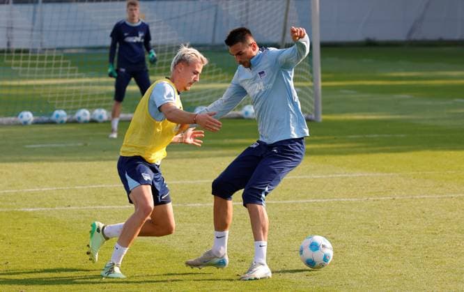 Marten Winkler, Smail Prevljak, Deutschland, Berlin, Sportpark, Fussball, Herren, Saison 2024 2025, 2. Bundesliga, Hertha BSC, Training