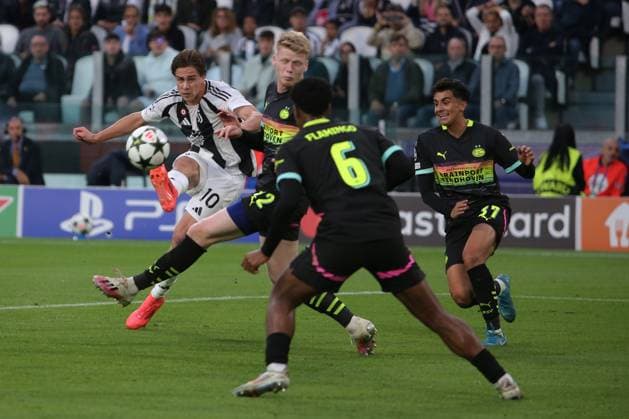 Kenan Yildiz (Juventus FC) scores the goal of 1-0 during Juventus FC vs PSV Eindhoven, UEFA Champions League football match in Turin, Italy, September 17 2024  Copyright: xClaudioxBenedetto IPAxSportx xipx xx IPA_49765152 IPA_Agency_IPA49765152