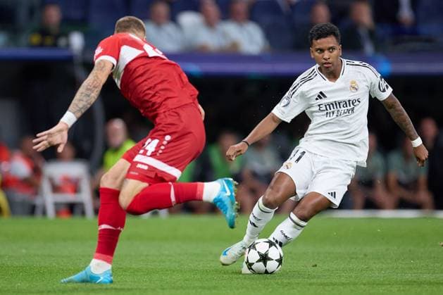 Rodrygo of Real Madrid CF in action during the UEFA Champions League match between Real Madrid v VFB Stuttgart at Santiago Bernabeu on September 17, 2024 in Madrid (Photo by: LGM) FOOTBALL : Real Madrid vs VFB Stuttgart - UEFA Ligue des Champions - 17 09 2024 LGM Panoramic 