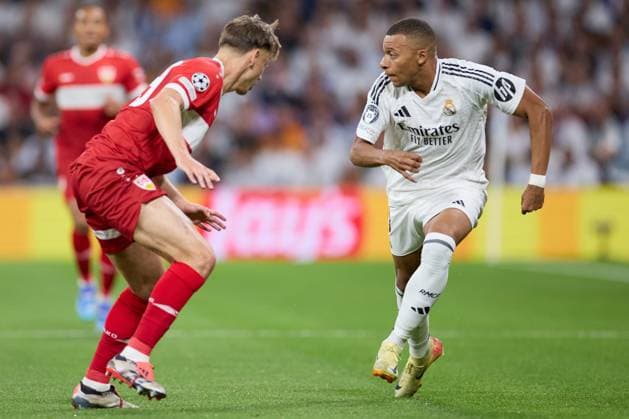 Kylian Mbappe of Real Madrid CF in action during the UEFA Champions League match between Real Madrid v VFB Stuttgart at Santiago Bernabeu on September 17, 2024 in Madrid (Photo by: LGM) FOOTBALL : Real Madrid vs VFB Stuttgart - UEFA Ligue des Champions - 17 09 2024 LGM Panoramic 