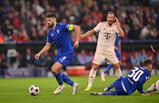 Bruno Petkovic GNK Dinamo Zagreb (09) Aktion am Ball hinten Harry Kane FC Bayern Muenchen FCB (09) Marko Rog GNK Dinamo Zagreb (30) FC Bayern Muenchen FCB vs GNK Dinamo Zagreb Spieltag 1 17.09.2024 DFL REGULATIONS PROHIBIT ANY USE OF PHOTOGRAPHS AS IMAGE SEQUENCES AND OR QUASI-VIDEO FC Bayern Muenchen FCB vs GNK Dinamo Zagreb