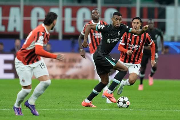 Cody Gakpo (Liverpool FC) controls the ball, UEFA Champions League 2024 25 League Phase MD1, AC Milan v Liverpool FC, Stadio Giuseppe Meazza (San Siro), September 17, 2024, Milan, Italy.