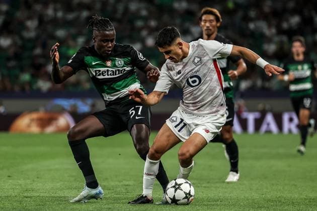 Sport Bilder des Tages Lisbon, Portugal, September 17th, 2024: Osame Sahraoui (11 Lille) and Geovany Quenda (57 Sporting CP) in action during the UEFA Champions League game between Sporting CP v Lille at Estadio Jose Alvalade, Lisbon, Portugal (Joao Bravo SPP) Copyright: xJoaoxBravoxx xSPPx spp-en-JoBr-JBF-0919