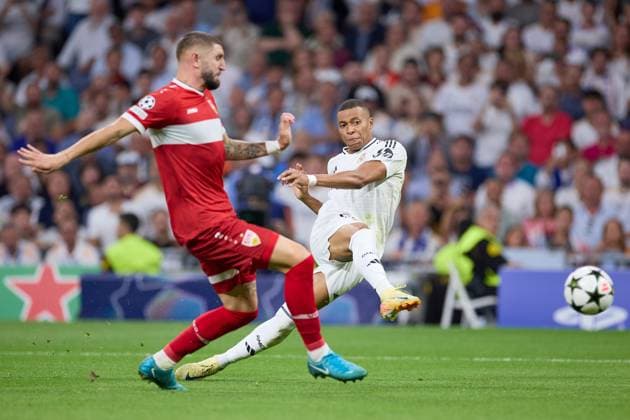 Kylian Mbappe of Real Madrid CF in action during the UEFA Champions League match between Real Madrid v VFB Stuttgart at Santiago Bernabeu on September 17, 2024 in Madrid (Photo by: LGM) FOOTBALL : Real Madrid vs VFB Stuttgart - UEFA Ligue des Champions - 17 09 2024 LGM Panoramic 