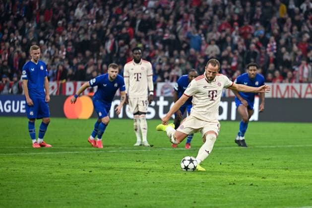 17.09.2024, Fussball, Champions League, 1. Spieltag, Saison 2024 2025, FC Bayern München - Dinamo Zagreb, Elfmeter. Harry Kane (FC Bayern München) erzielt das Tor zum 6:2. xRHR-FOTO TKx Copyright: RHR-FOTOx RHR-FOTO TK