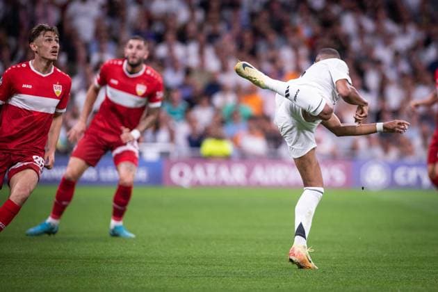 UEFA Champions League soccer match Real Madrid vs Stuttgart at Santiago Bernabeu Stadium in Madrid. 17 September 2024 Kylian Mbappe 900 Cordon Press  900 CordonxPress LOF - Champions League soccer match Real Madrid vs Stuttgart