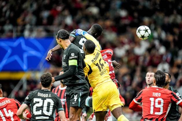 AC Milan v Liverpool FC - UEFA Champions League 2024 25 Ibrahima Konate of Liverpool FC scores first goal during the UEFA Champions League 2024 25 League Phase MD1 match between AC Milan and Liverpool FC at Stadio San Siro on September 17, 2024 in Milan, Italy. Milan Stadio Giuseppe Meazza Florence Italy Copyright: xGiuseppexMaffiax UCL_Milan-Liverpool_60
