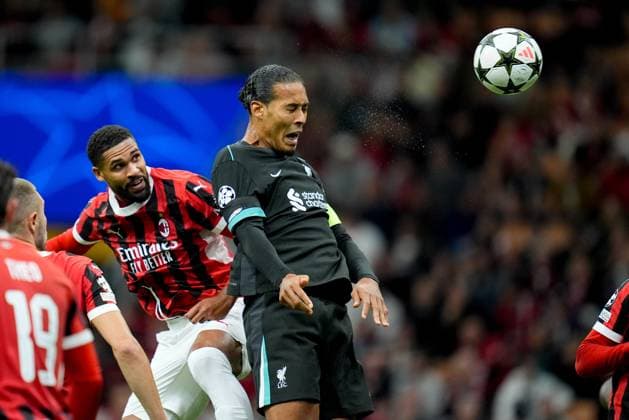 AC Milan v Liverpool FC - UEFA Champions League 2024 25 Virgil van Dijk of Liverpool FC scores second goal during the UEFA Champions League 2024 25 League Phase MD1 match between AC Milan and Liverpool FC at Stadio San Siro on September 17, 2024 in Milan, Italy. Milan Stadio Giuseppe Meazza Florence Italy Copyright: xGiuseppexMaffiax UCL_Milan-Liverpool_66