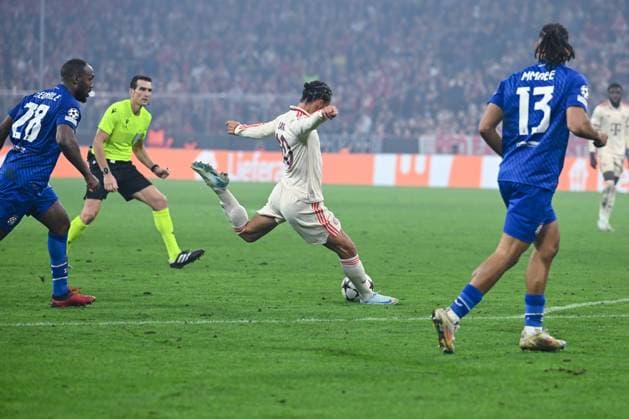17.09.2024, Fussball, Champions League, 1. Spieltag, Saison 2024 2025, FC Bayern München - Dinamo Zagreb, Leroy Sane (FC Bayern München) erzielt das Tor zum 8:2. xRHR-FOTO TKx Copyright: RHR-FOTOx RHR-FOTO TK