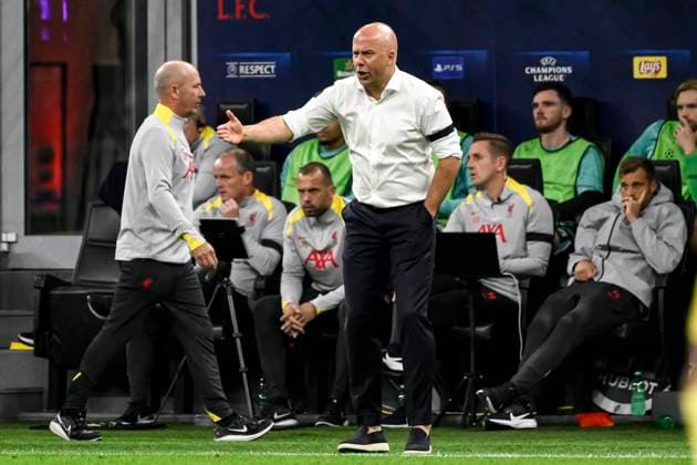 Arne Slot, head coach of Liverpool FC, gestures during the UEFA Champions League 2024 205 football match between AC Milan and Liverpool FC at San Siro stadium in Milano (Italy), September 17, 2024. AndreaxStaccioli