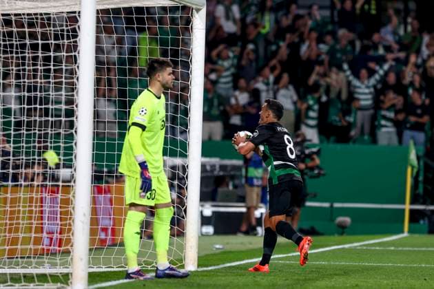 Pedro Goncalves midfielder of Sporting CP celebrates after scoring a goal during the UEFA Champions League football match between Sporting CP and LOSC Lille at the Jose Alvalade stadium in Lisbon on September 17, 2024 UEFA Champions League - Sporting CP vs LOSC Lille (Valter Gouveia SPP) Copyright: xValterxGouveia SPPx spp-en-VaGo-VG_L0797