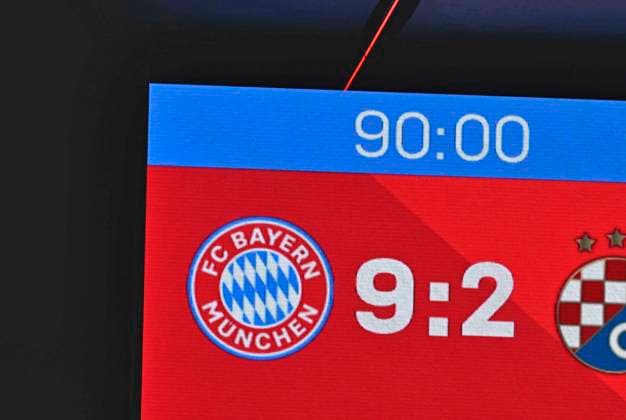 17.09.2024, Fussball UEFA Championsleague 2024 2025: 1.Spieltag, FC Bayern München - Dinamo Zagreb, in der Allianz-Arena München. Nach der 90 Minute steht es 9:2
