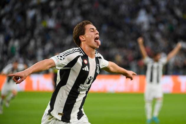 Sport Themen der Woche KW38 Sport Bilder des Tages 17th September 2024, Allianz Stadium, Turin, Italy; UEFA Champions League Football; Juventus versus PSV Eindhoven; Kenan Y& x131;ld& x131;z of Juventus FC celebrates scoring for 1-0 in the 21st minute  ActionPlus12694189 BestxImages