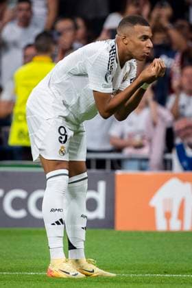Real Madrid CF v VfB Stuttgart - UEFA Champions League 2024 25 League Phase MD1 Kylian Mbappe of Real Madrid CF celebrates his goal during the UEFA Champions League 2024 25 League Phase MD1 match between Real Madrid C.F. and VfB Stuttgart at Estadio Santiago Bernabeu on September 17, 2024 in Madrid, Spain. Madrid Estadio Santiago Bernabeu Madrid Spain Copyright: xAlbertoxGardinx AGardin_20240917_Football_Champions_Real_Madrid_vs_Stuttgart_214